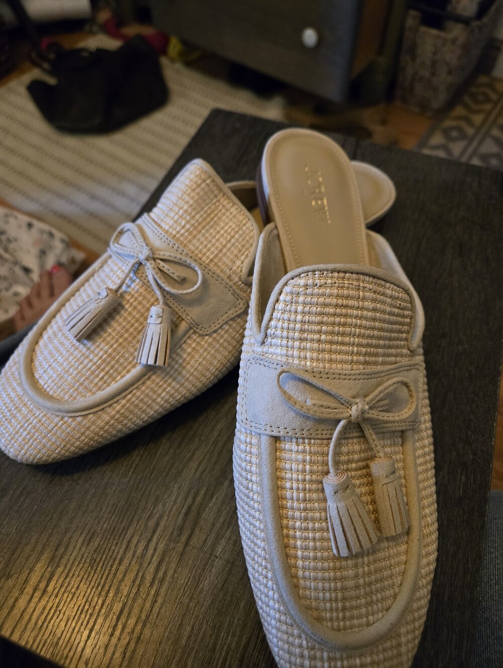 J. Crew Woven tassel mules Size 12